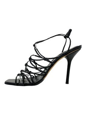 Gucci Black Strappy Heels Braided Leather Sandals 8.5B Y2K Tom Ford